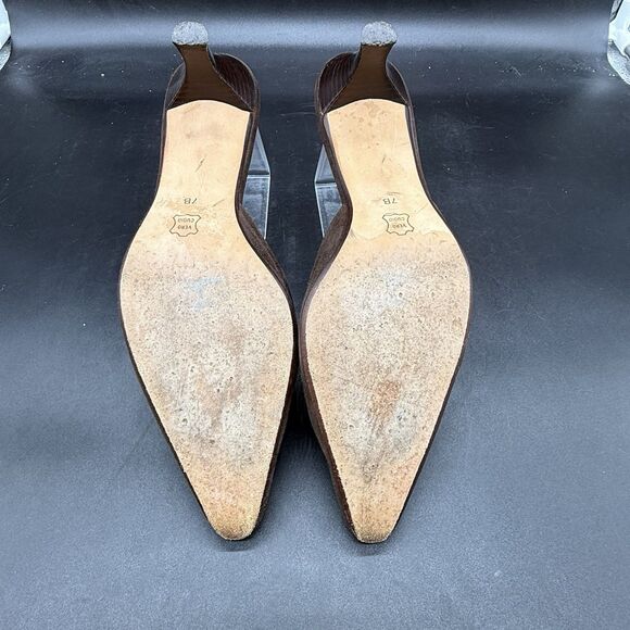 Talbots Vintage Brown Suede Kitten Heel Pointed Toe Mule Womens Size 7B - Picture 7 of 7
